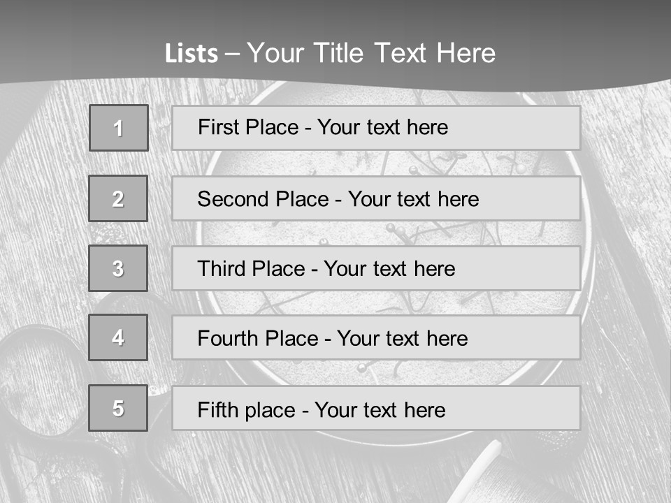 A Black And White Photo Of Scissors And A Hat On A Wooden Table PowerPoint Template