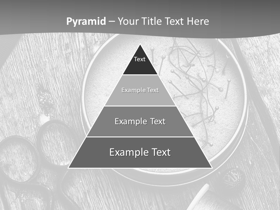 A Black And White Photo Of Scissors And A Hat On A Wooden Table PowerPoint Template