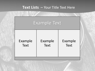 A Black And White Photo Of Scissors And A Hat On A Wooden Table PowerPoint Template