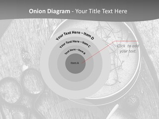 A Black And White Photo Of Scissors And A Hat On A Wooden Table PowerPoint Template