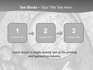 A Black And White Photo Of Scissors And A Hat On A Wooden Table PowerPoint Template