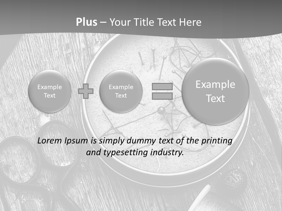 A Black And White Photo Of Scissors And A Hat On A Wooden Table PowerPoint Template