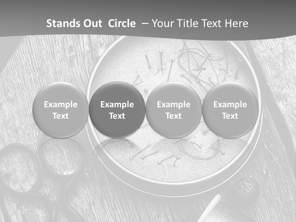 A Black And White Photo Of Scissors And A Hat On A Wooden Table PowerPoint Template