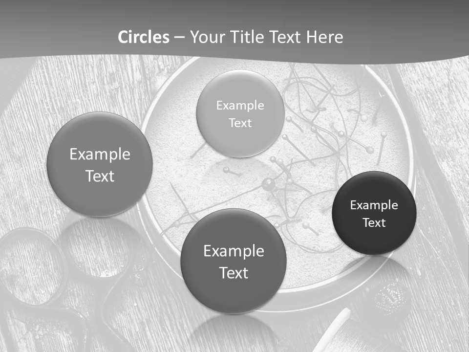 A Black And White Photo Of Scissors And A Hat On A Wooden Table PowerPoint Template