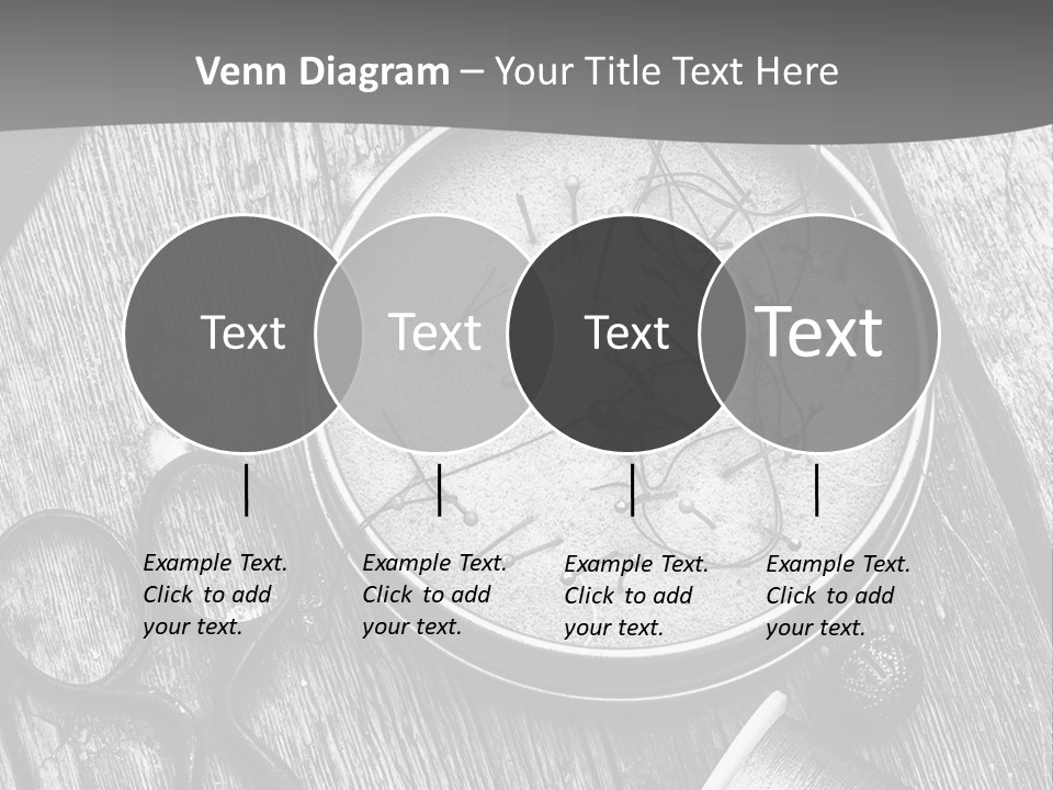 A Black And White Photo Of Scissors And A Hat On A Wooden Table PowerPoint Template