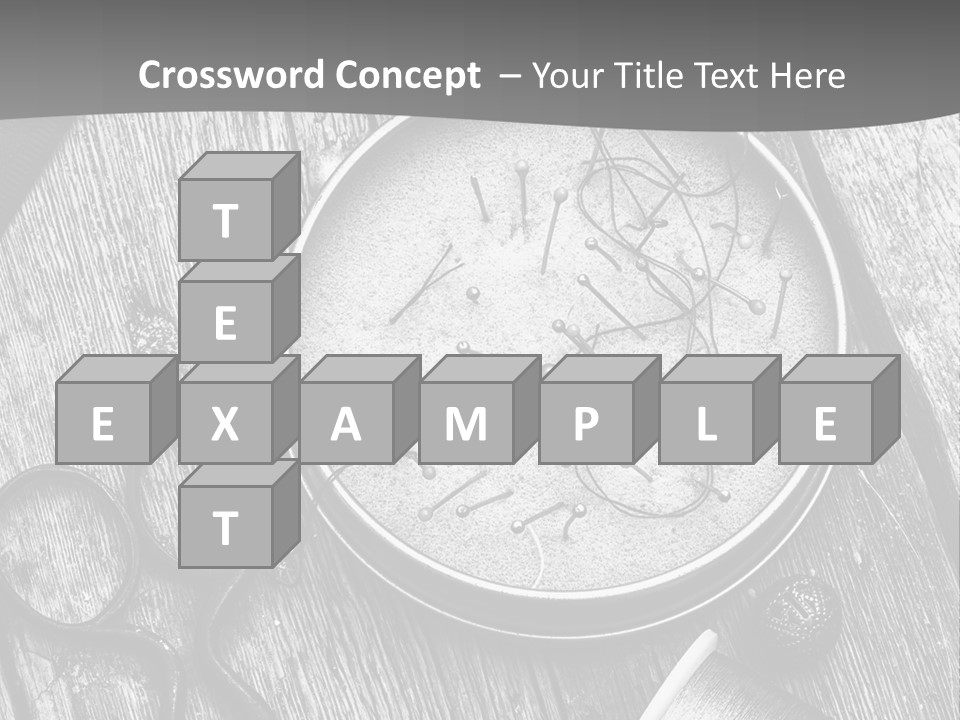 A Black And White Photo Of Scissors And A Hat On A Wooden Table PowerPoint Template