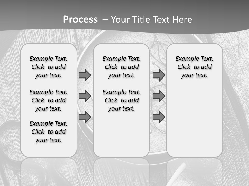 A Black And White Photo Of Scissors And A Hat On A Wooden Table PowerPoint Template