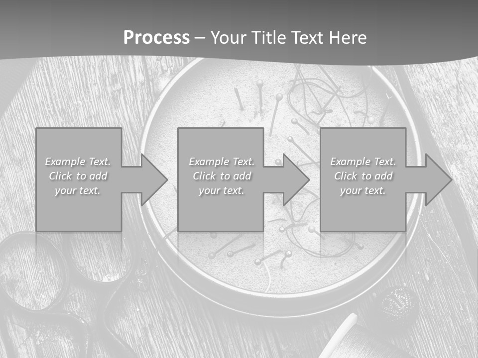 A Black And White Photo Of Scissors And A Hat On A Wooden Table PowerPoint Template