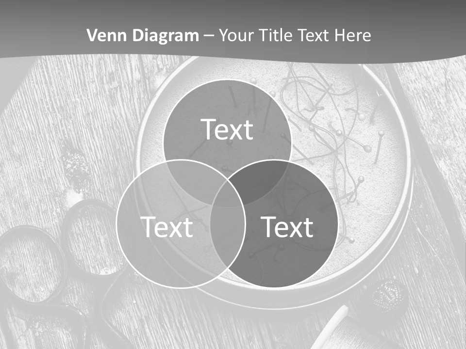 A Black And White Photo Of Scissors And A Hat On A Wooden Table PowerPoint Template