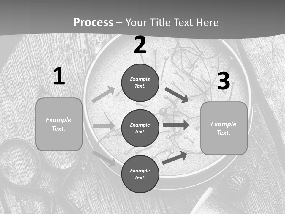 A Black And White Photo Of Scissors And A Hat On A Wooden Table PowerPoint Template