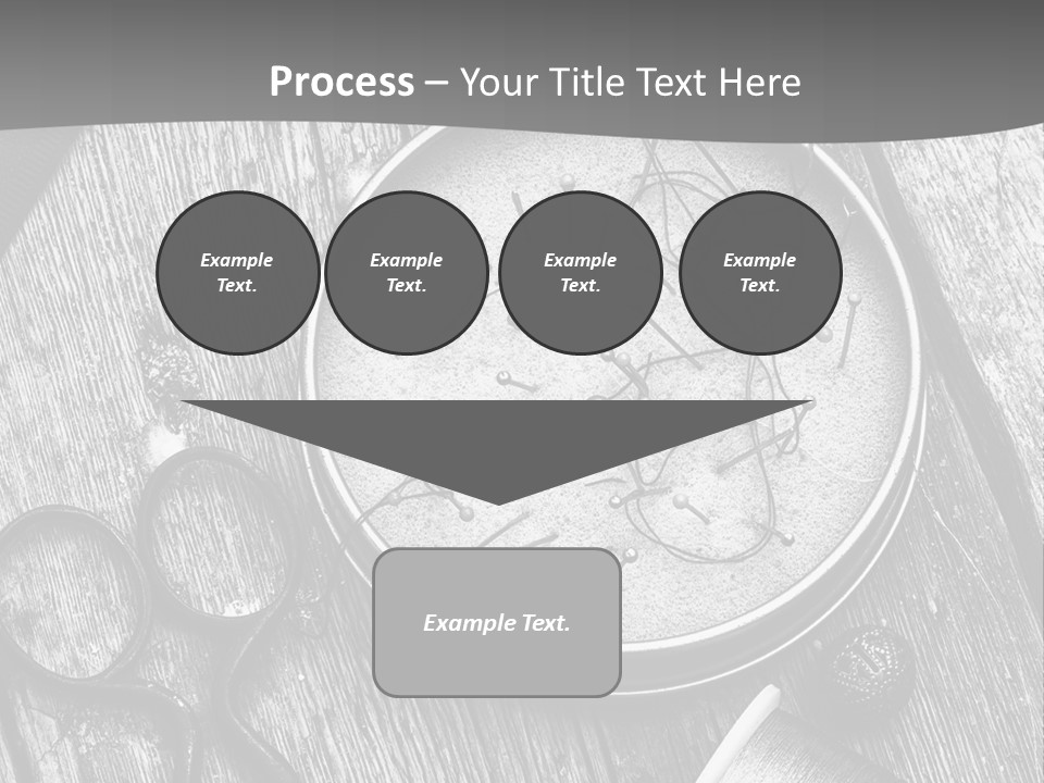 A Black And White Photo Of Scissors And A Hat On A Wooden Table PowerPoint Template