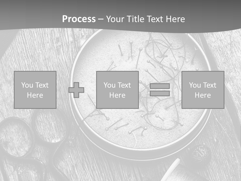 A Black And White Photo Of Scissors And A Hat On A Wooden Table PowerPoint Template