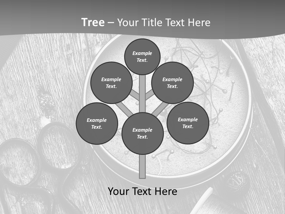 A Black And White Photo Of Scissors And A Hat On A Wooden Table PowerPoint Template