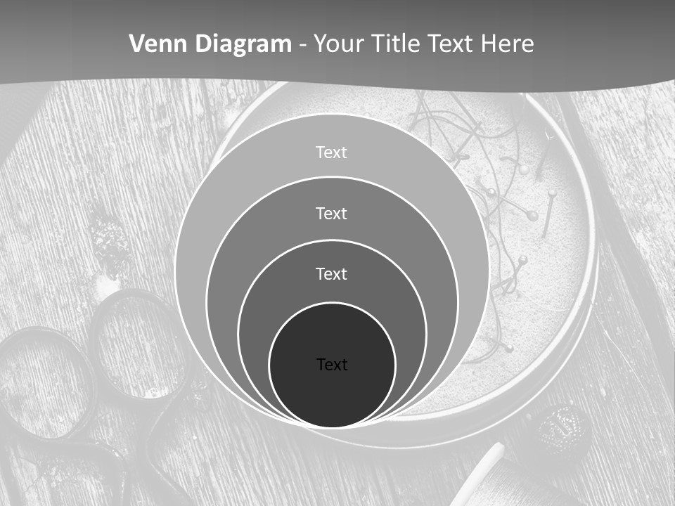 A Black And White Photo Of Scissors And A Hat On A Wooden Table PowerPoint Template