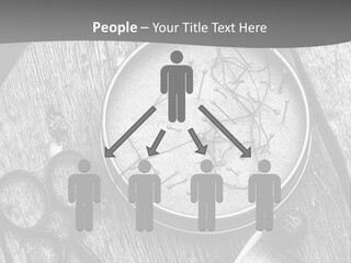 A Black And White Photo Of Scissors And A Hat On A Wooden Table PowerPoint Template