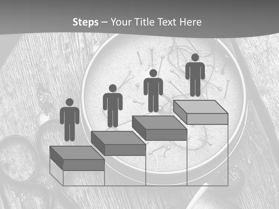 A Black And White Photo Of Scissors And A Hat On A Wooden Table PowerPoint Template