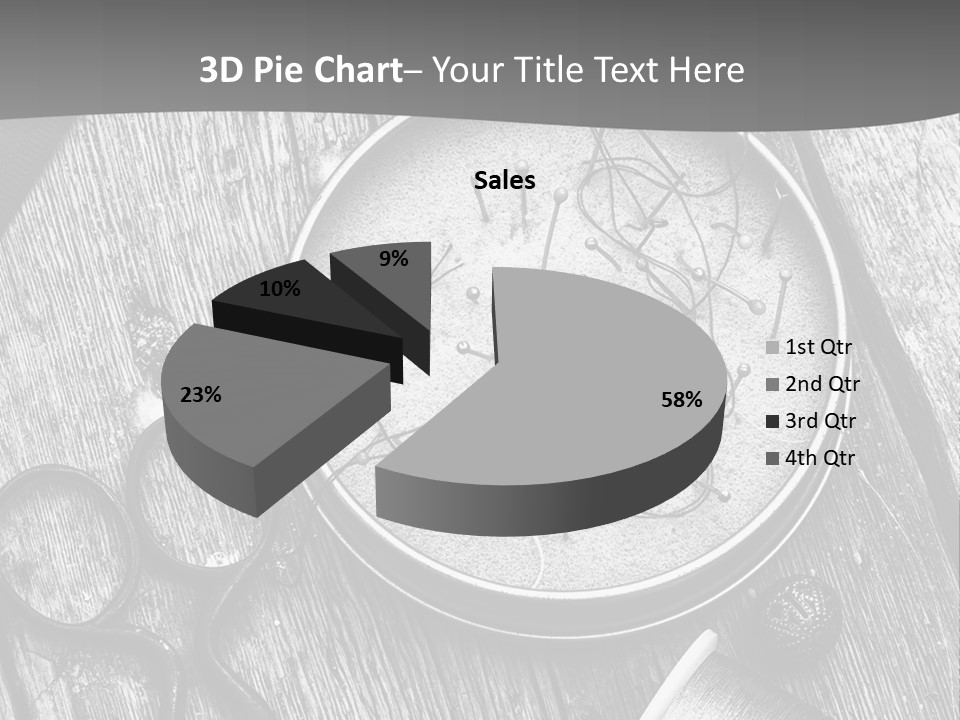 A Black And White Photo Of Scissors And A Hat On A Wooden Table PowerPoint Template