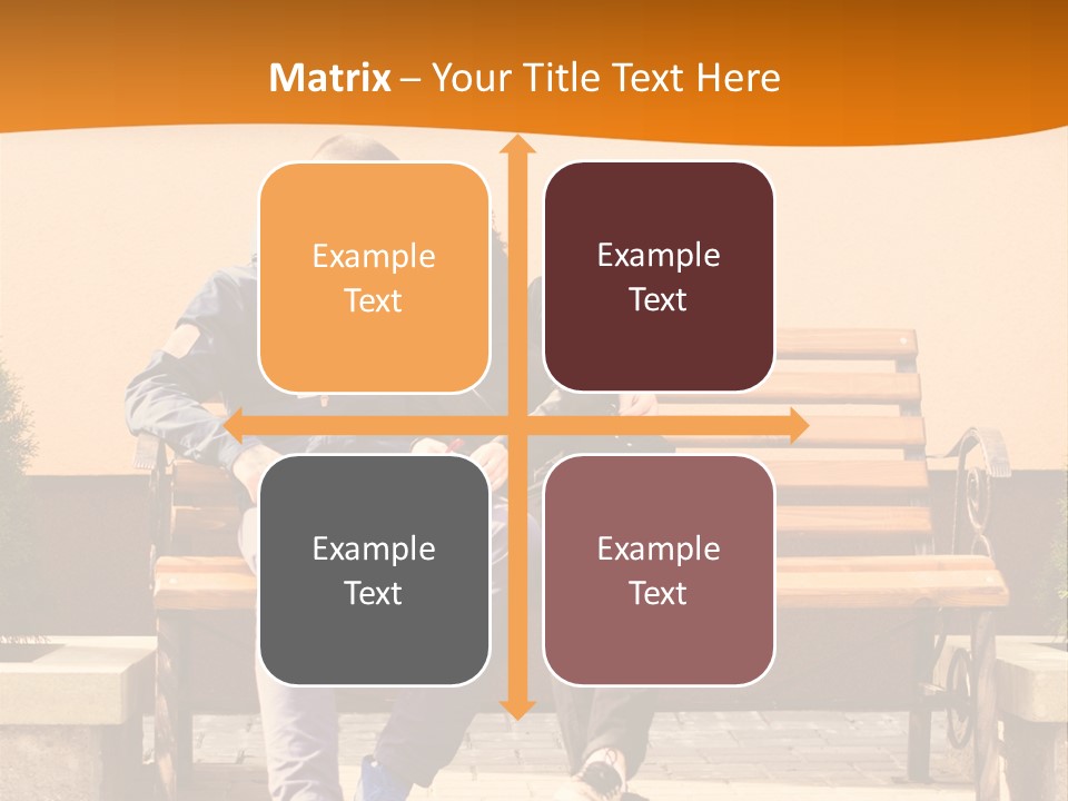 A Man And Woman Sitting On A Bench In Front Of A Building PowerPoint Template