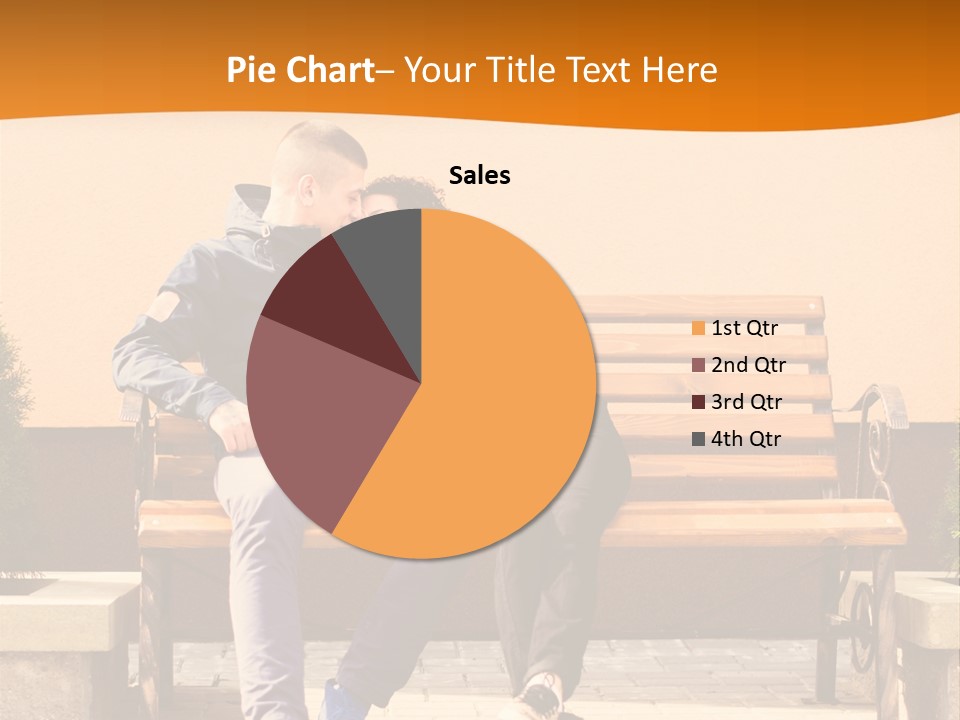 A Man And Woman Sitting On A Bench In Front Of A Building PowerPoint Template