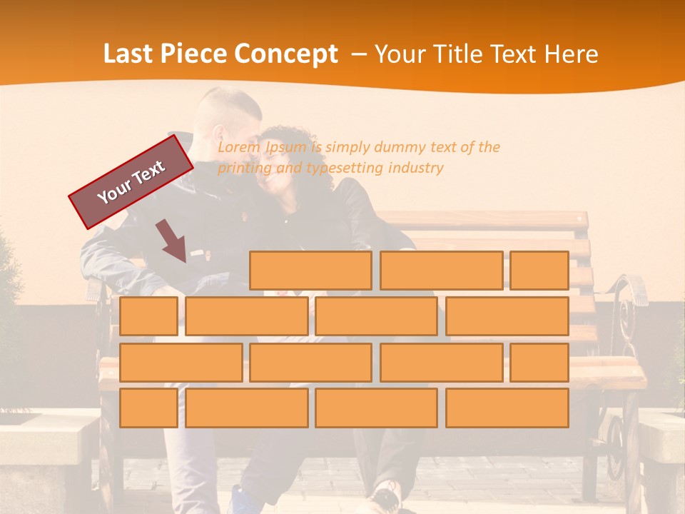 A Man And Woman Sitting On A Bench In Front Of A Building PowerPoint Template