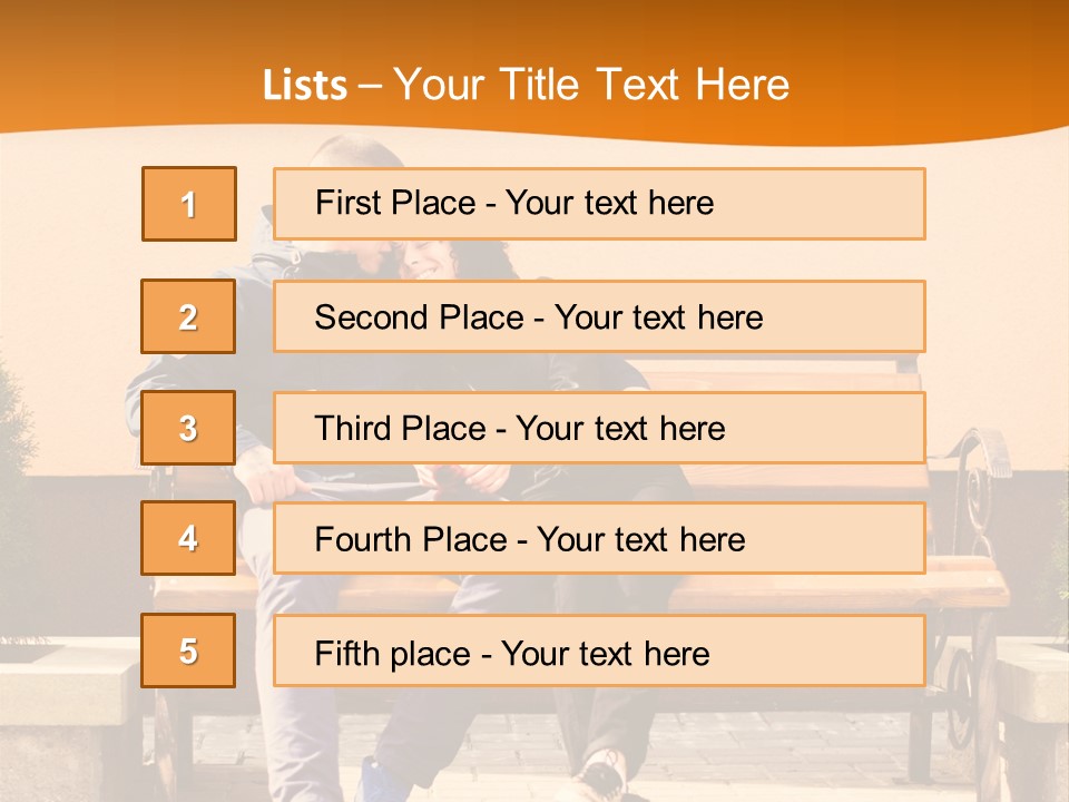 A Man And Woman Sitting On A Bench In Front Of A Building PowerPoint Template