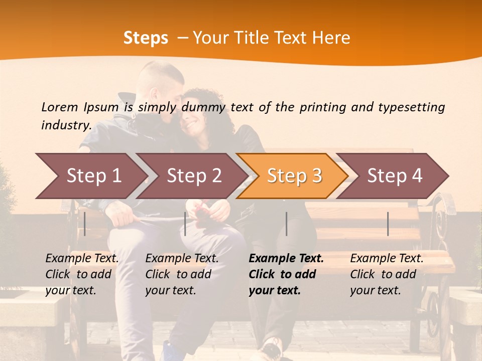 A Man And Woman Sitting On A Bench In Front Of A Building PowerPoint Template