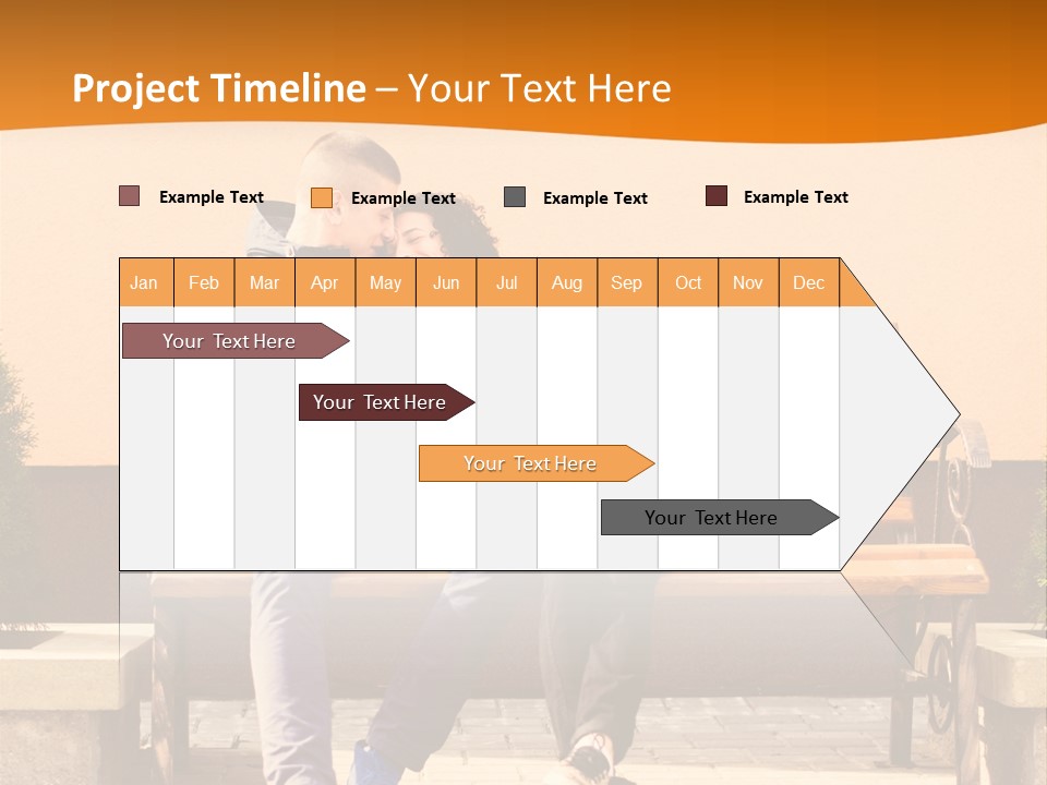 A Man And Woman Sitting On A Bench In Front Of A Building PowerPoint Template