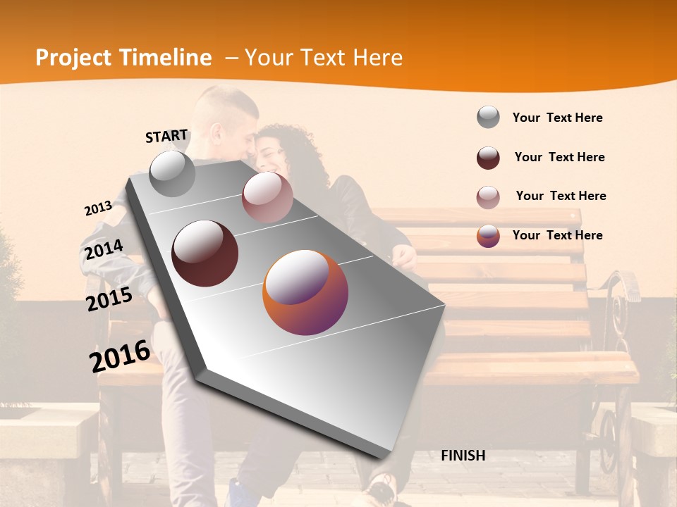 A Man And Woman Sitting On A Bench In Front Of A Building PowerPoint Template