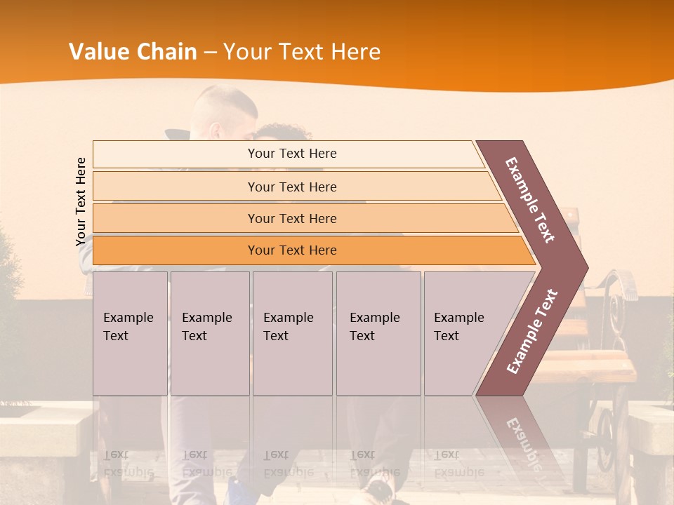 A Man And Woman Sitting On A Bench In Front Of A Building PowerPoint Template