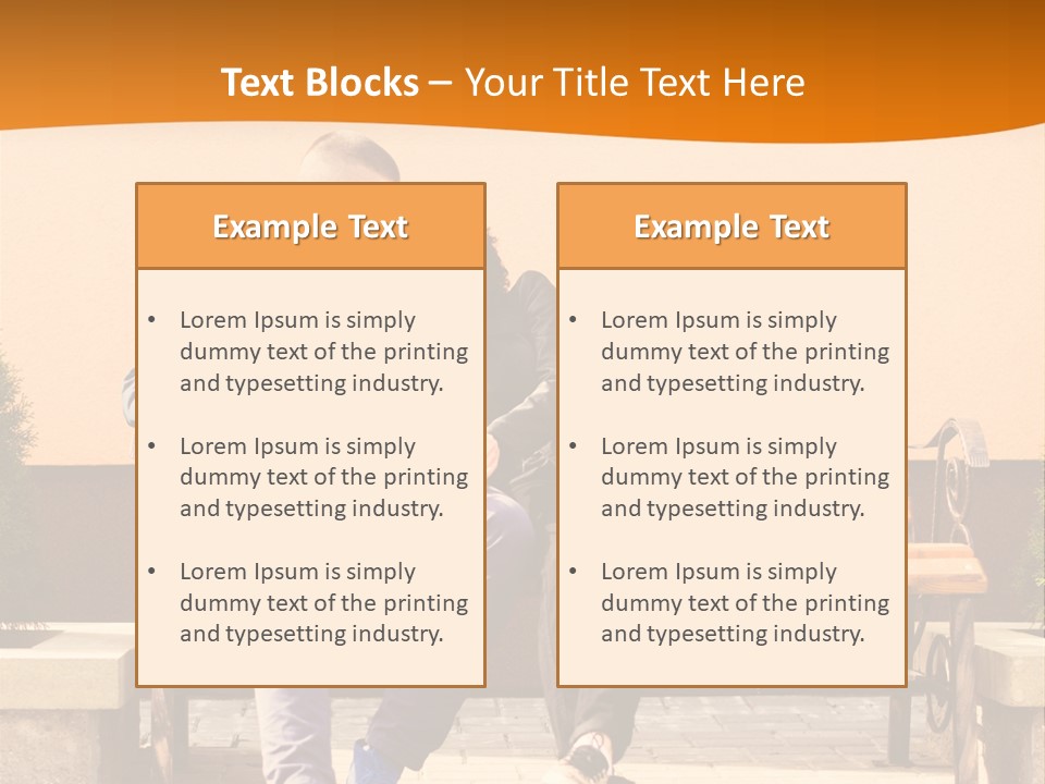 A Man And Woman Sitting On A Bench In Front Of A Building PowerPoint Template