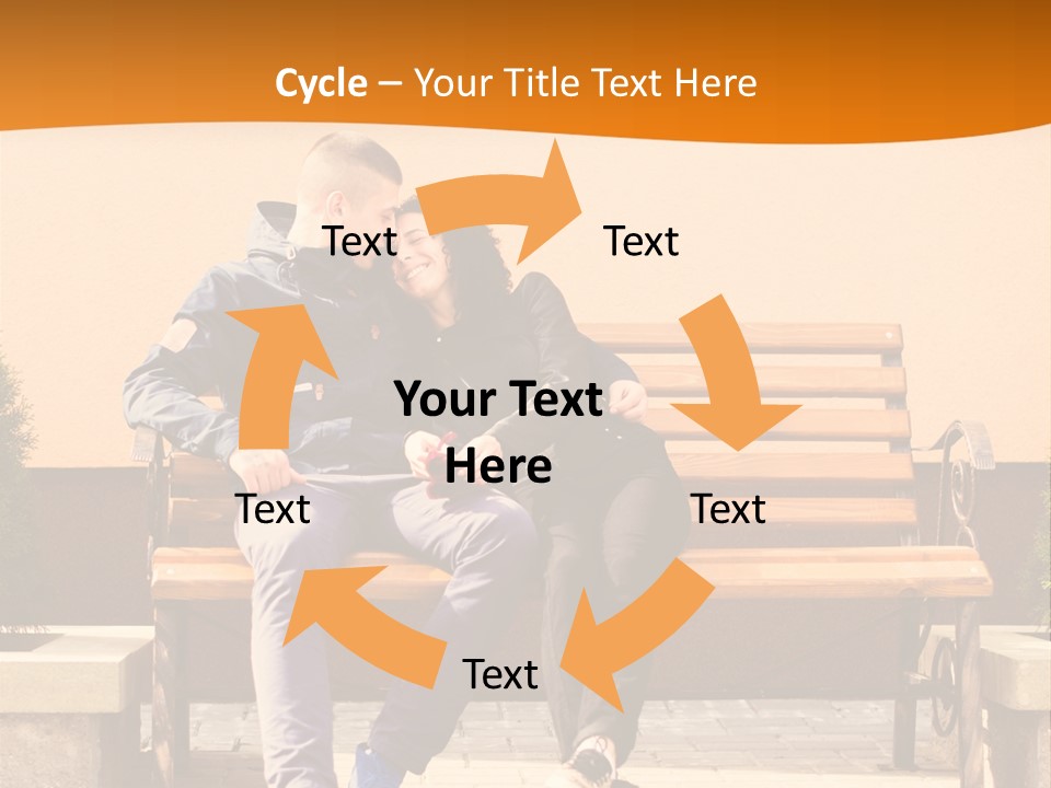 A Man And Woman Sitting On A Bench In Front Of A Building PowerPoint Template