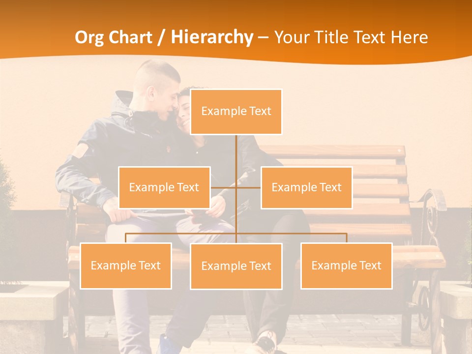 A Man And Woman Sitting On A Bench In Front Of A Building PowerPoint Template
