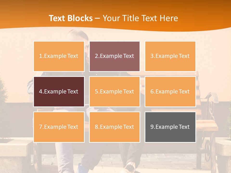 A Man And Woman Sitting On A Bench In Front Of A Building PowerPoint Template