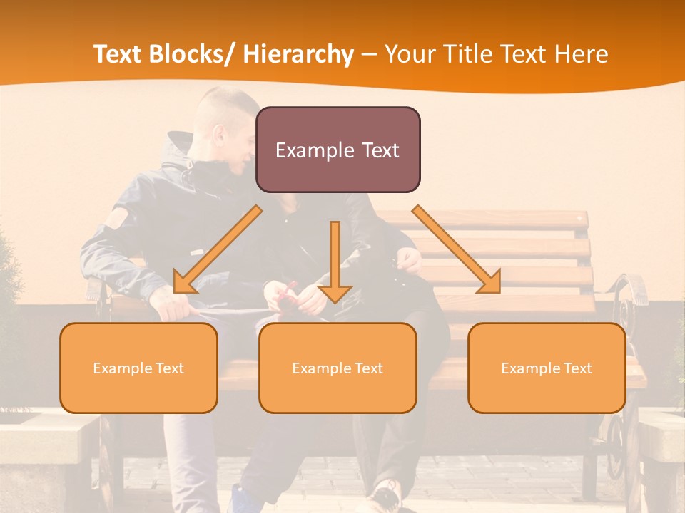 A Man And Woman Sitting On A Bench In Front Of A Building PowerPoint Template