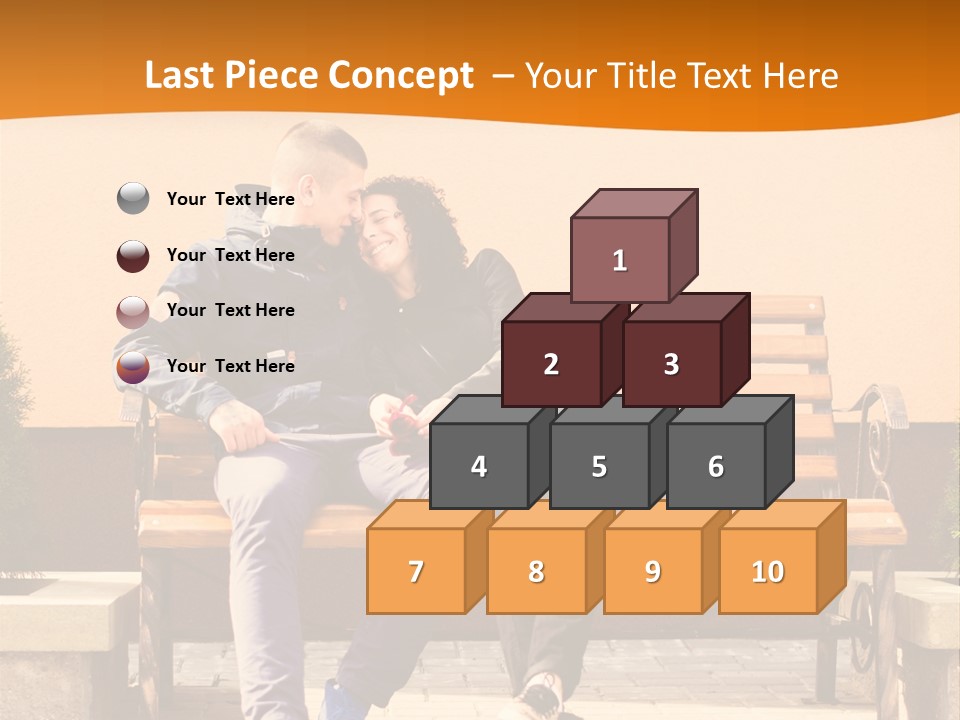 A Man And Woman Sitting On A Bench In Front Of A Building PowerPoint Template