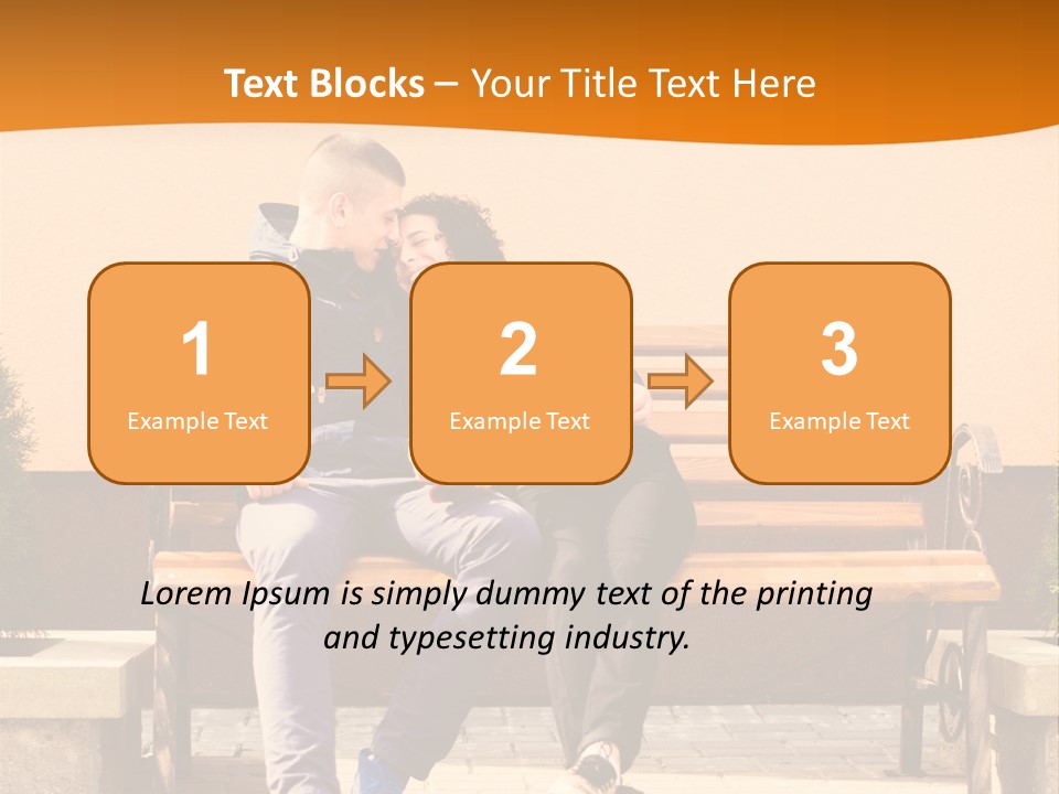 A Man And Woman Sitting On A Bench In Front Of A Building PowerPoint Template