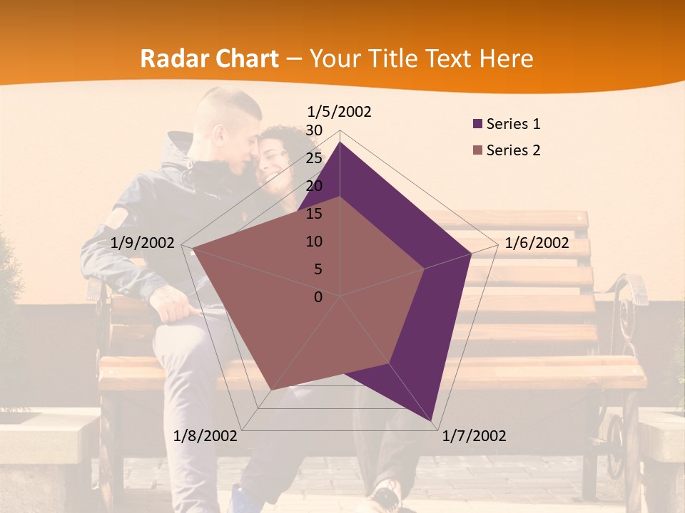 A Man And Woman Sitting On A Bench In Front Of A Building PowerPoint Template
