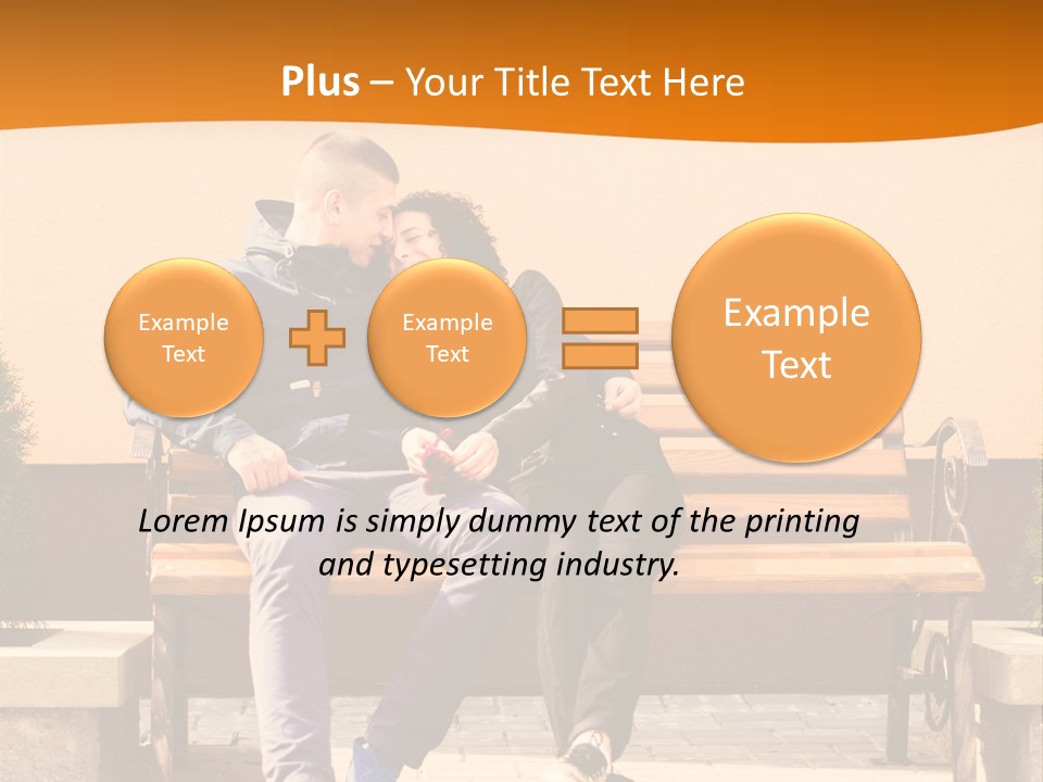 A Man And Woman Sitting On A Bench In Front Of A Building PowerPoint Template