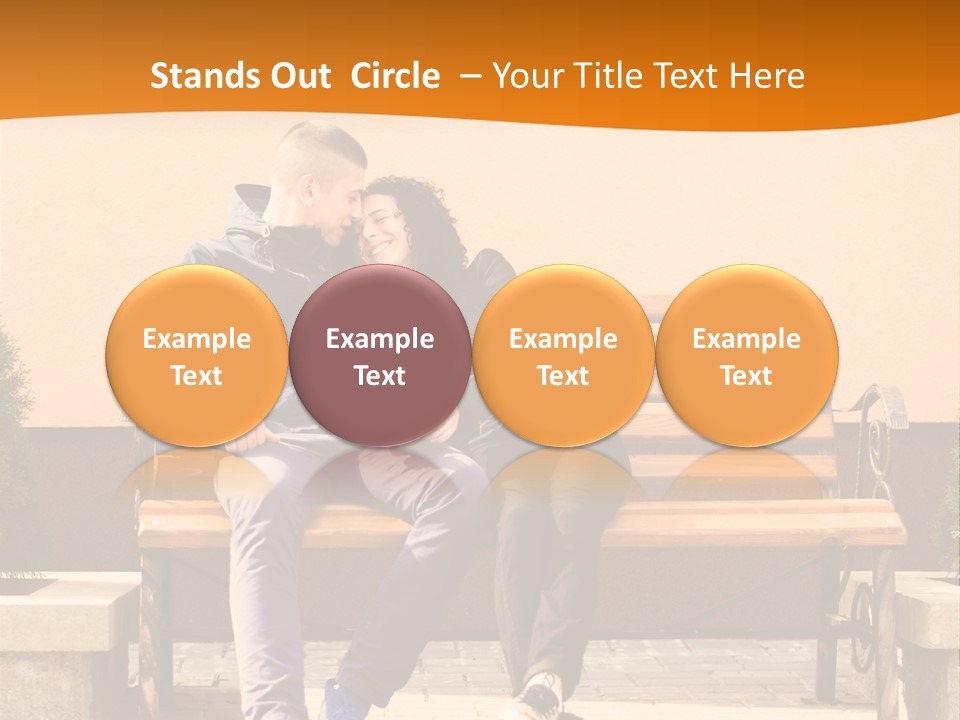 A Man And Woman Sitting On A Bench In Front Of A Building PowerPoint Template