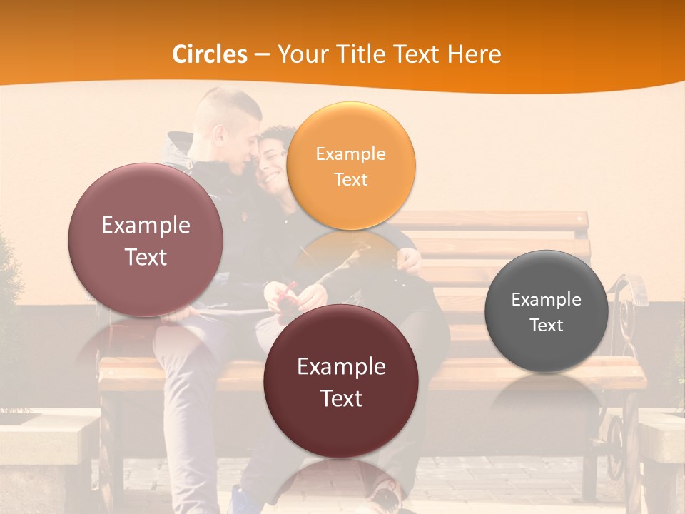 A Man And Woman Sitting On A Bench In Front Of A Building PowerPoint Template