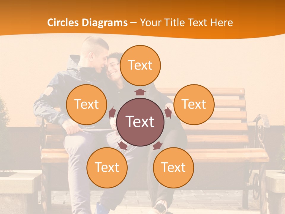 A Man And Woman Sitting On A Bench In Front Of A Building PowerPoint Template