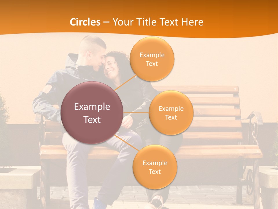 A Man And Woman Sitting On A Bench In Front Of A Building PowerPoint Template