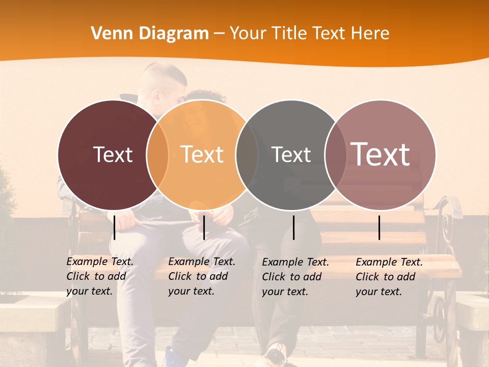 A Man And Woman Sitting On A Bench In Front Of A Building PowerPoint Template