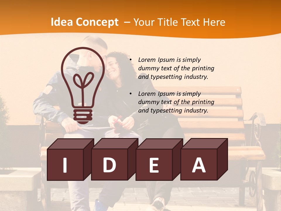 A Man And Woman Sitting On A Bench In Front Of A Building PowerPoint Template