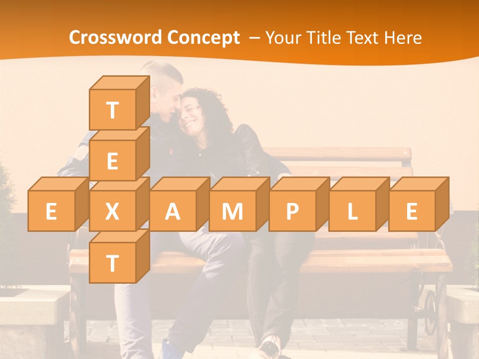 A Man And Woman Sitting On A Bench In Front Of A Building PowerPoint Template