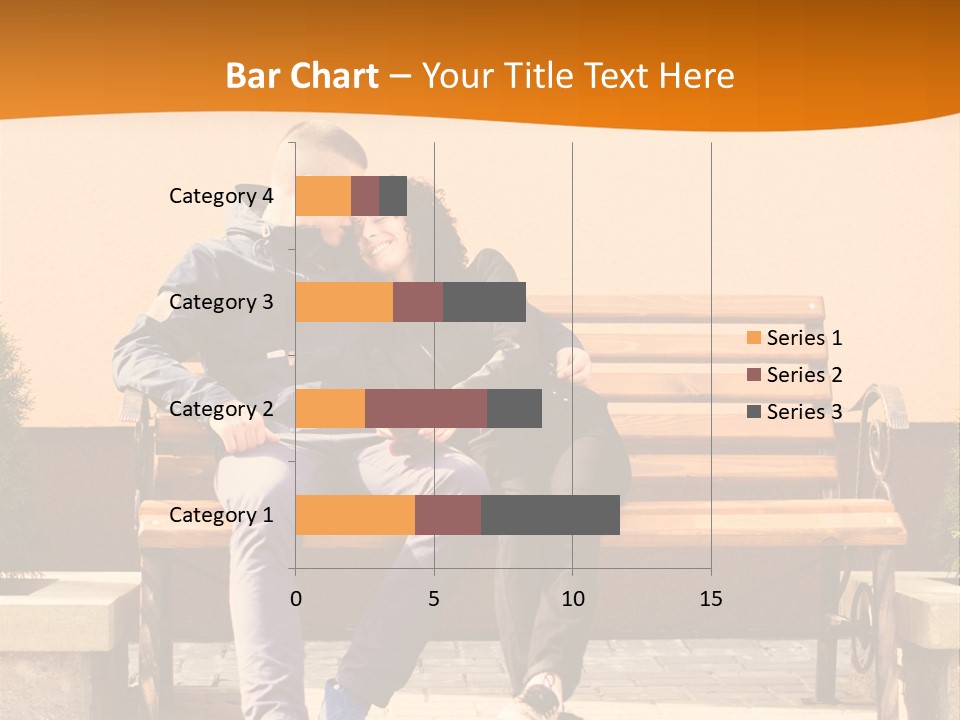 A Man And Woman Sitting On A Bench In Front Of A Building PowerPoint Template