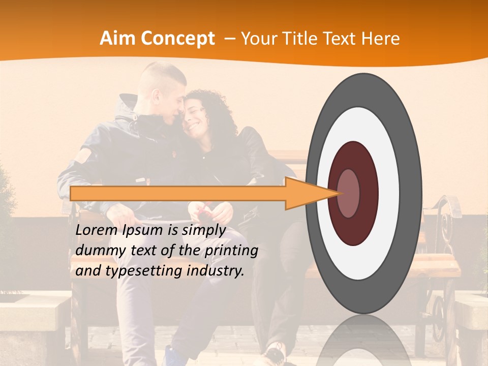 A Man And Woman Sitting On A Bench In Front Of A Building PowerPoint Template