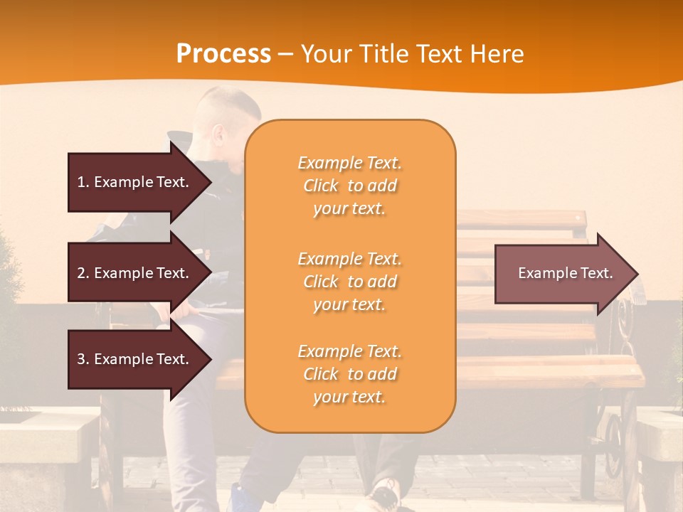 A Man And Woman Sitting On A Bench In Front Of A Building PowerPoint Template