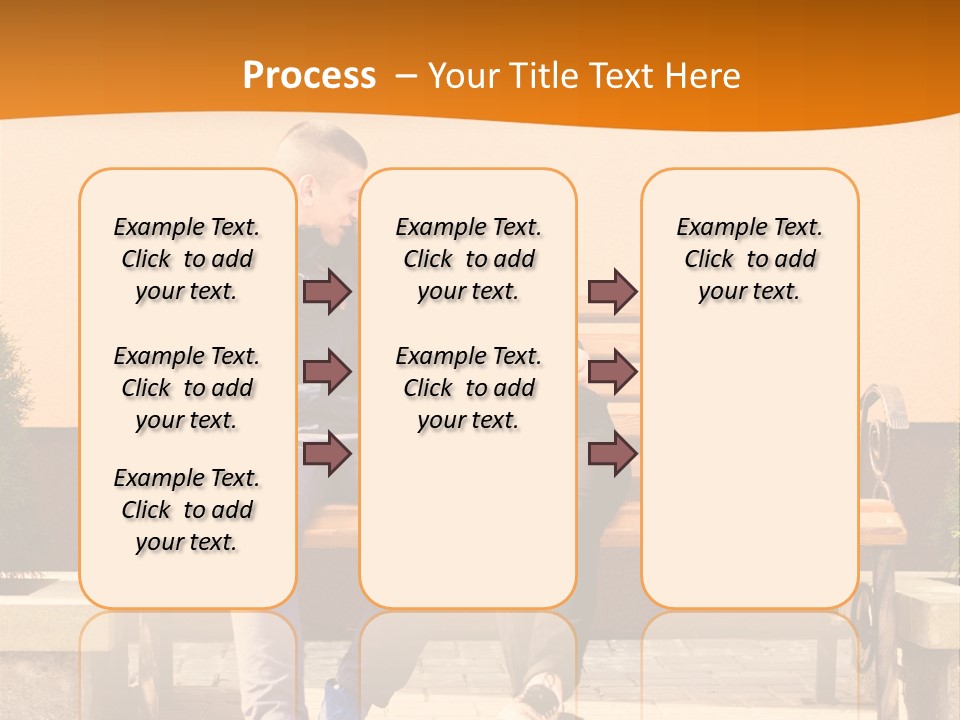 A Man And Woman Sitting On A Bench In Front Of A Building PowerPoint Template