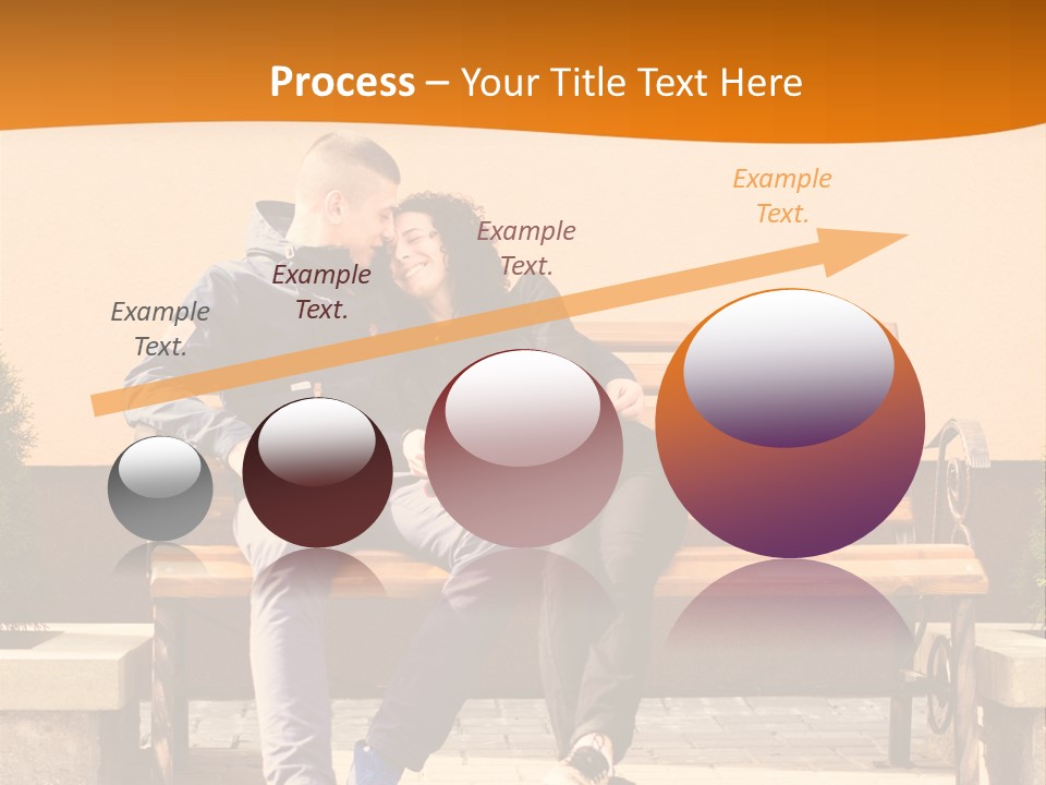 A Man And Woman Sitting On A Bench In Front Of A Building PowerPoint Template